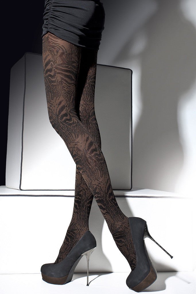 Stylish Cristine Patterned Tights in chic black, perfect for fall and crafted from soft microfiber for comfort.