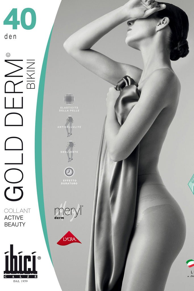 Gold Derm 40 Bikini Shaping Pantyhose offer sheer compression for comfort and style, ideal for any occasion.
