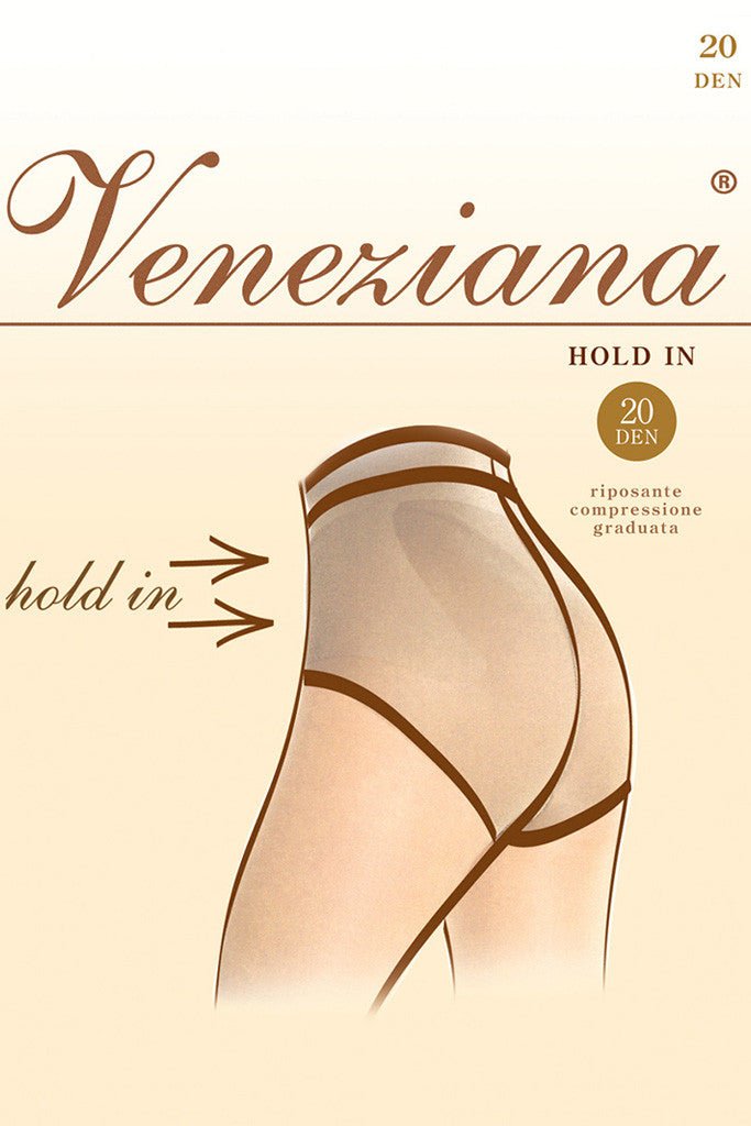 Veneziana Hold In 20 Abdomen Shaping Pantyhose offer stylish support and a flattering fit for fashionable women.