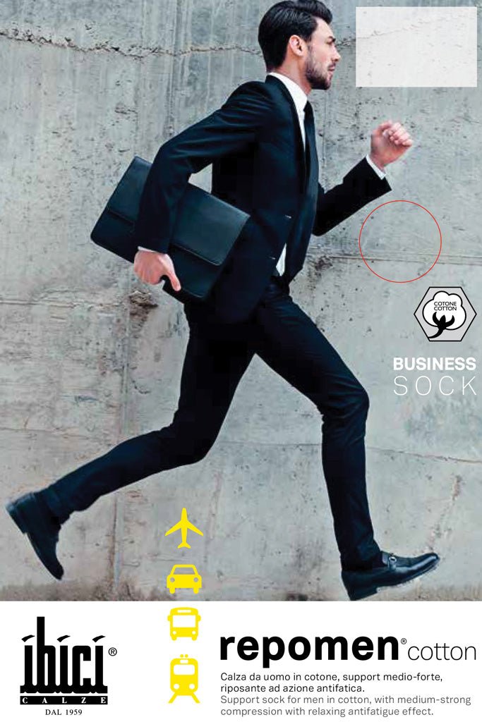 Repomen Cotton Compression Socks 14-18 mmHg 18-24 hPa by Ibici for active men in travel, fitness, and business wear.