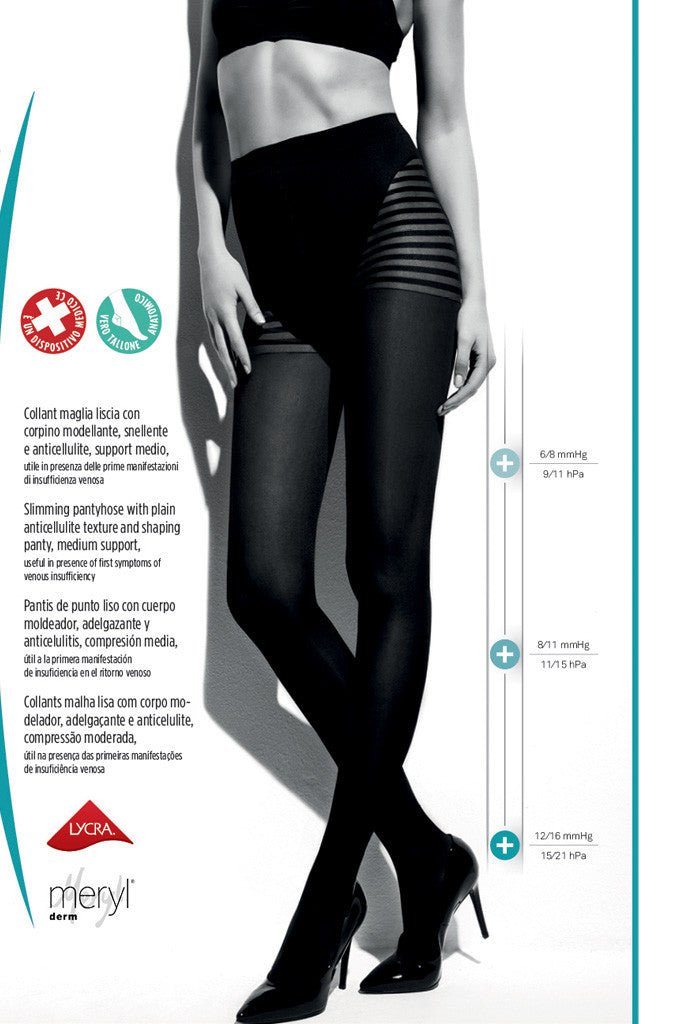 Stylish and comfortable, the Silhouette 120 Derm Support Pantyhose 12-16 mmHg 15-21 hPa ensures quality and fit by IBICI.