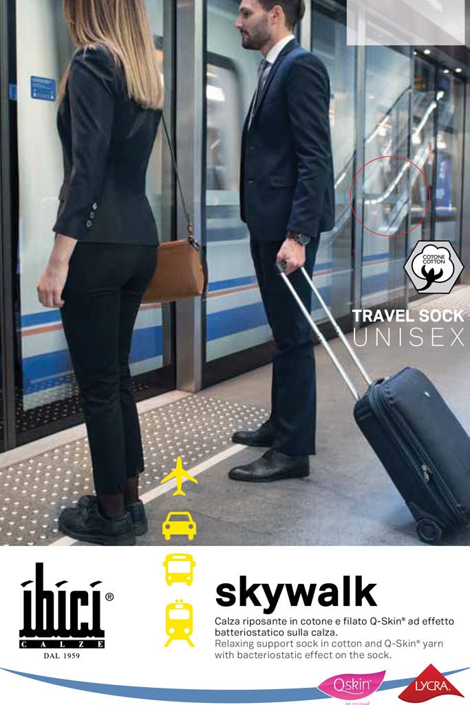 Skywalk Compression Socks 16-20 mmHg 21-27 hPa by Ibici provide unisex support and comfort for travel and fitness.