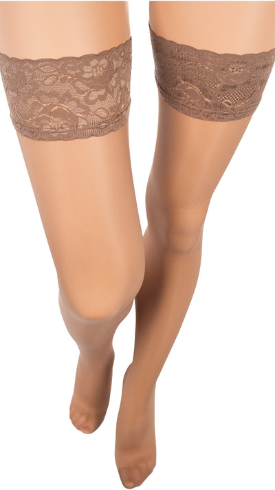 Elegant Image 20 Floral Lace Band Thigh High stockings, perfect for adding allure to any outfit. Experience true sophistication.