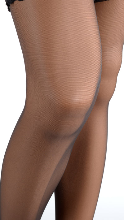 Elegant Eleonora 30 Den Lace Top Stockings showcase luxurious sheer design, perfect for any intimate occasion.