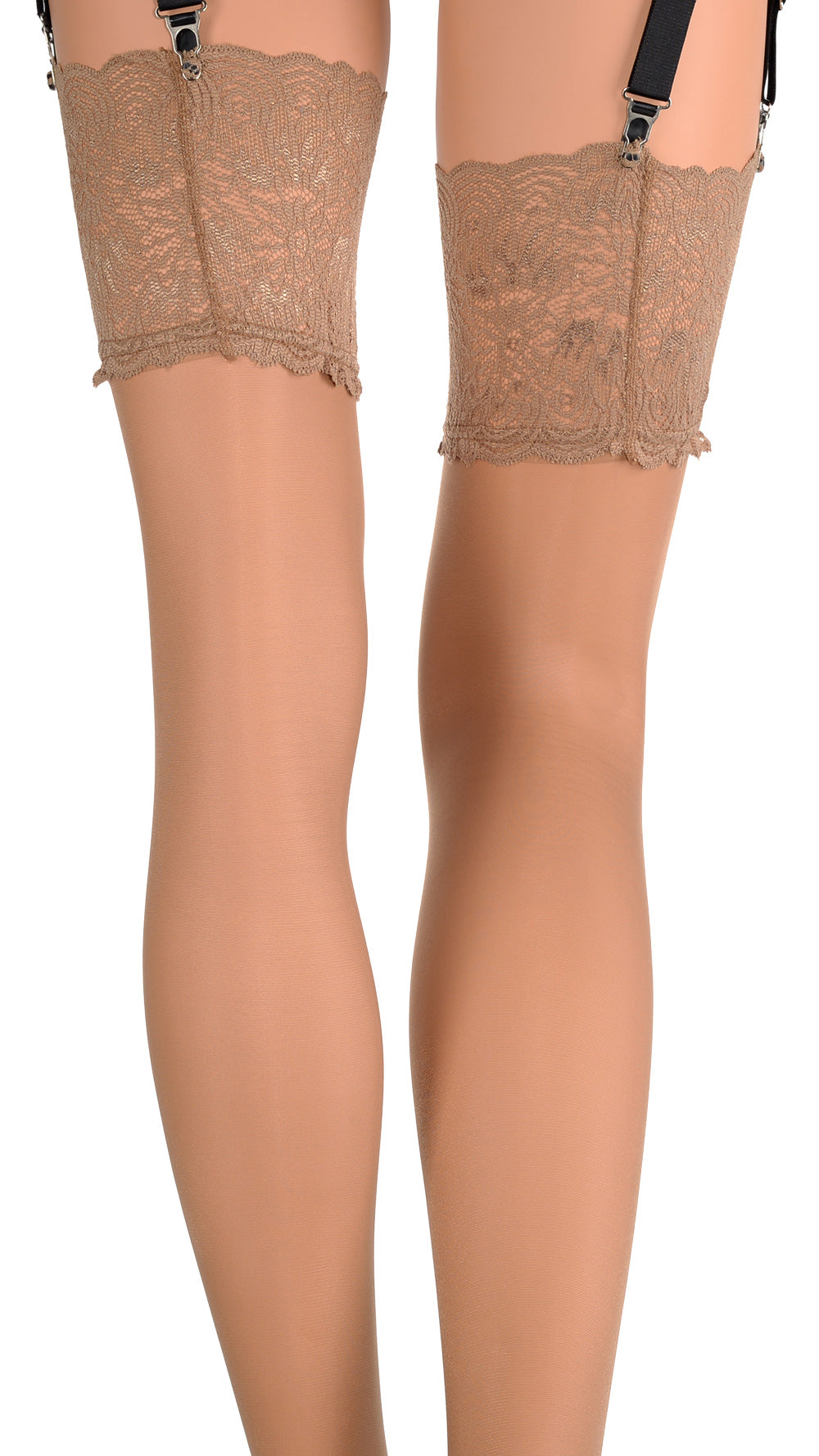 Elevate your allure with Eleonora 30 Den Lace Top Stockings, perfect for intimate evenings.