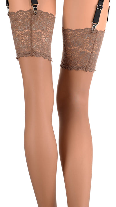 Elevate your elegance with Eleonora 30 Den Lace Top Stockings, perfect for any intimate setting.