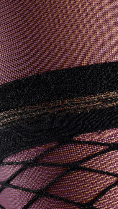 Eudoro Fishnet Over The Knee Tights showcase chic style with elegant detailing and bold design for a stunning look.