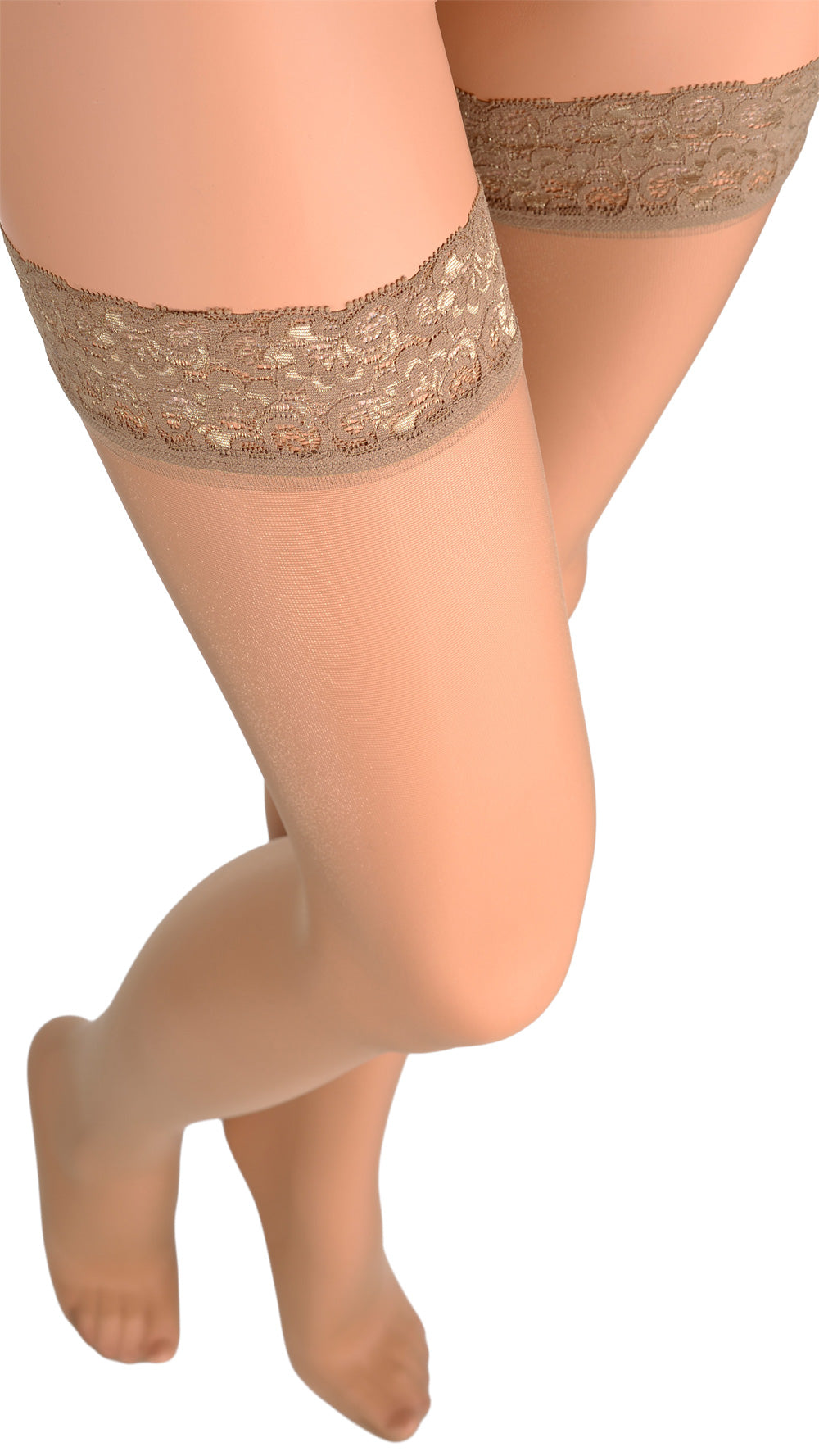 Fanny 15 Den Lace Top Thigh Highs add elegance and allure for captivating legs in any outfit.