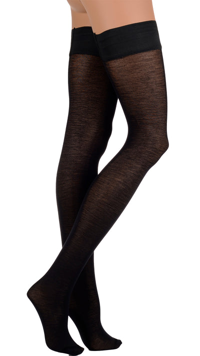 Luxurious Trasparenze Jennifer 100 Den Merino Wool Thigh Highs, perfect for warmth on cooler days.