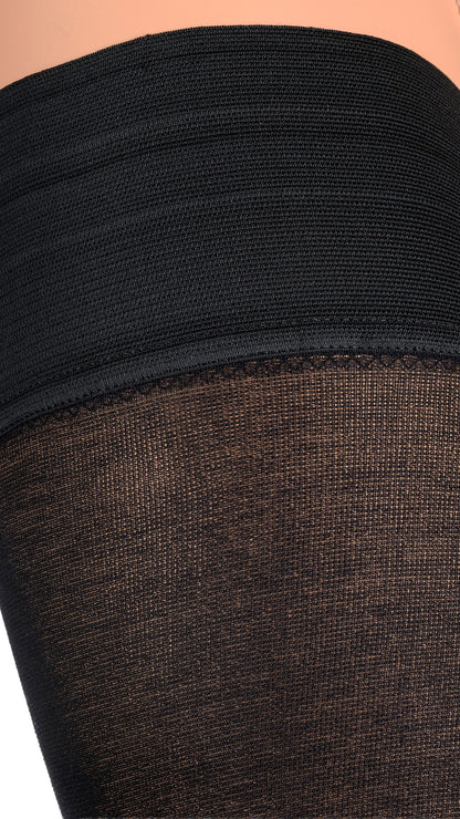 Soft cotton blend top of Melany 80 Den Soft Cotton Thigh Highs for warmth and style from Trasparenze.