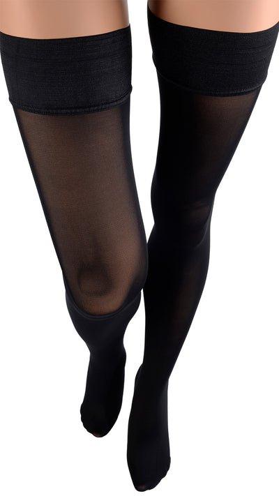 Elegant Miranda 70 Den Opaque Thigh Highs perfect for elevating your evening ensemble with a luxurious touch.