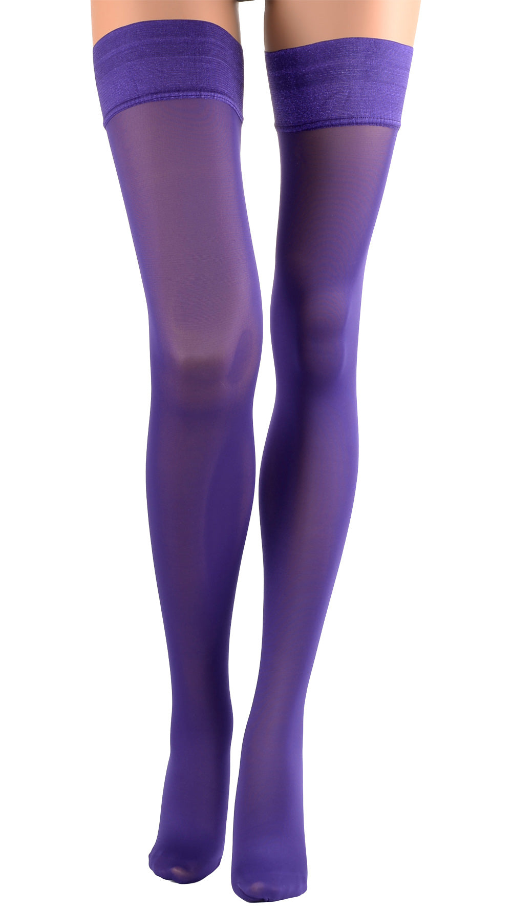 Elevate your style with Miranda 70 Den Opaque Thigh Highs in rich purple, perfect for elegant occasions.