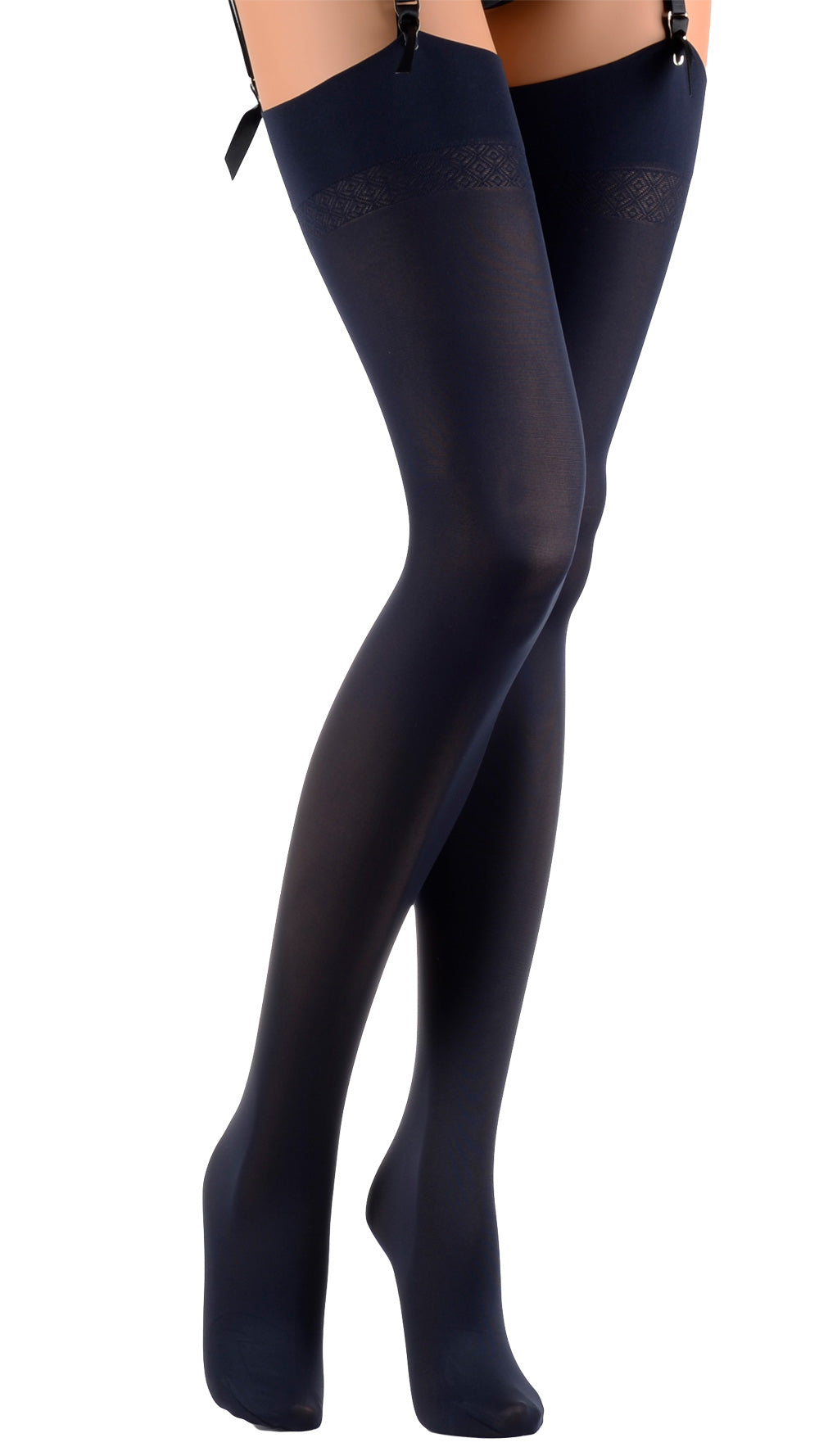 Elegant Sandra 70 Denier Soft Luxury Opaque Stockings for Elegance in deep navy, perfect for a sophisticated look.