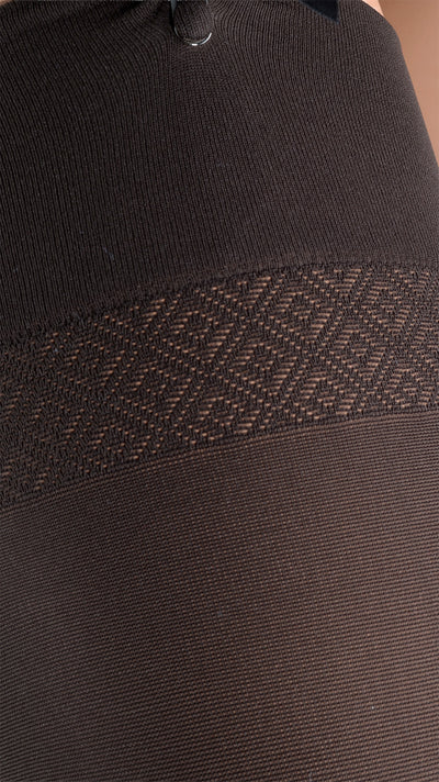 Sandra 70 Denier Soft Luxury Opaque Stockings in rich brown, perfect for adding elegance to any outfit.