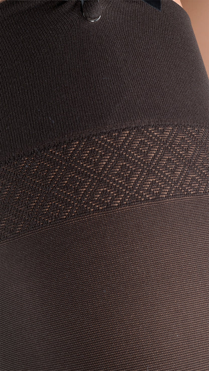 Sandra 70 Denier Soft Luxury Opaque Stockings in rich brown, perfect for adding elegance to any outfit.