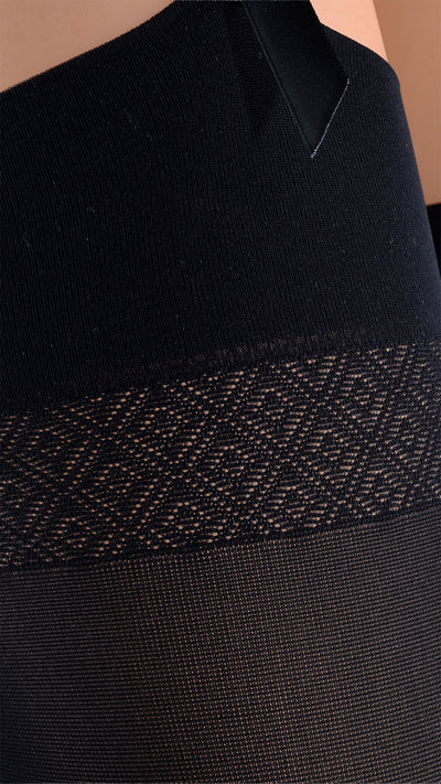 Sandra 70 Denier Soft Luxury Opaque Stockings feature a delicate lace band for elegant style and comfort.