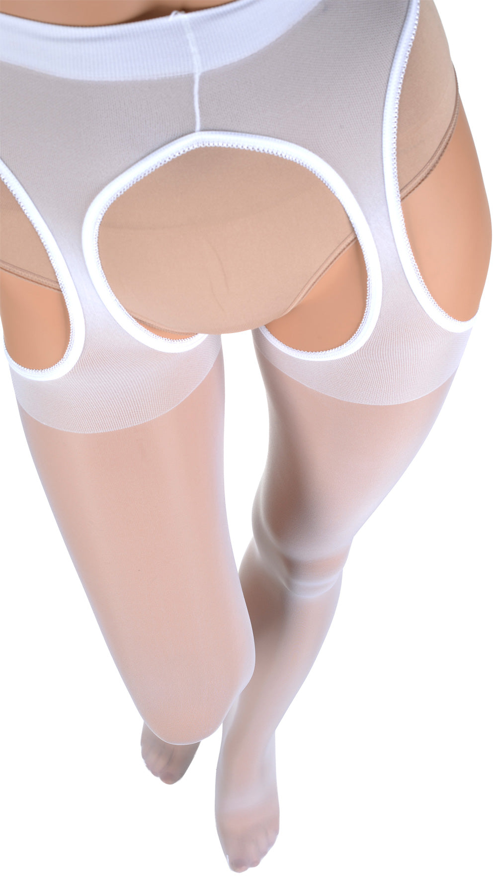 Discover allure with Scandal 20 Den Strip Panty Suspender Pantyhose, perfect for stepping into seduction.