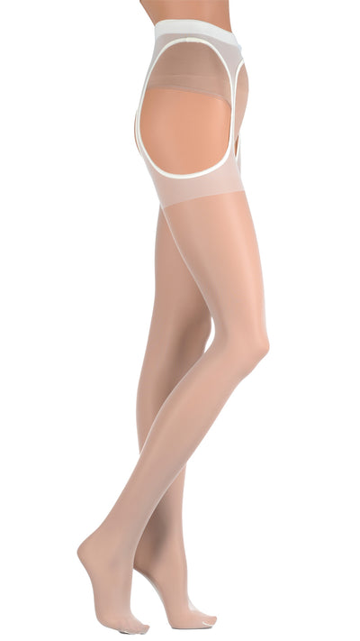 Elevate your allure with Scandal 20 Den Strip Panty Suspender Pantyhose, perfect for seductive evenings.
