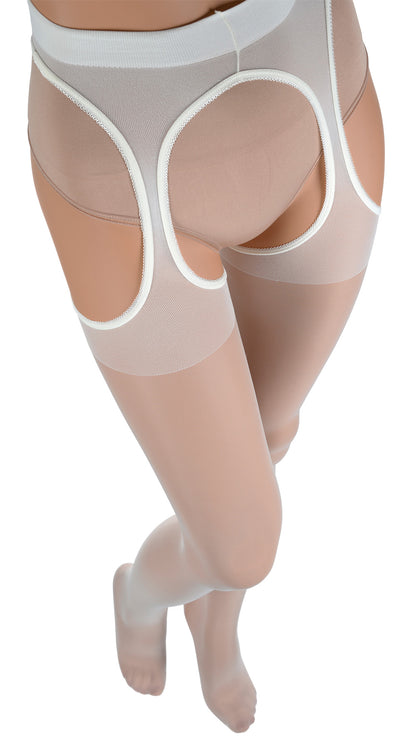 Elegant Scandal 20 Den Strip Panty Suspender Pantyhose, perfect for enhancing your allure and adding a seductive touch.