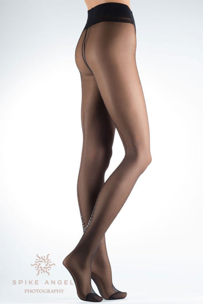 Afrodite Dotted Seam Fashion Pantyhose - Spike Angel