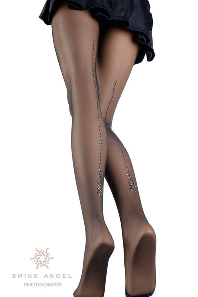 Afrodite Dotted Seam Fashion Pantyhose - Spike Angel