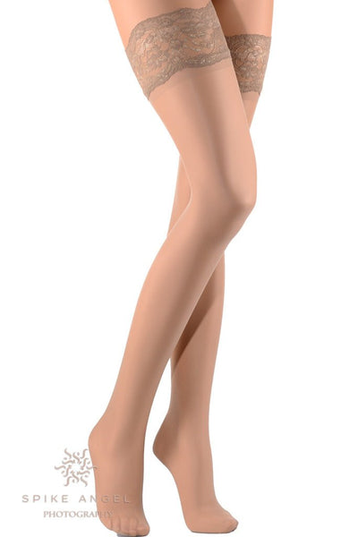 Stylish AR Beautiful Thigh High Stockings with lace tops, perfect for fashionable women seeking comfort and elegance.