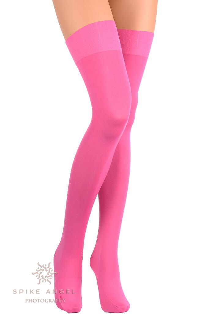 Bright pink Caballero OTK Stockings, perfect for achieving a trendy and versatile style in any outfit.
