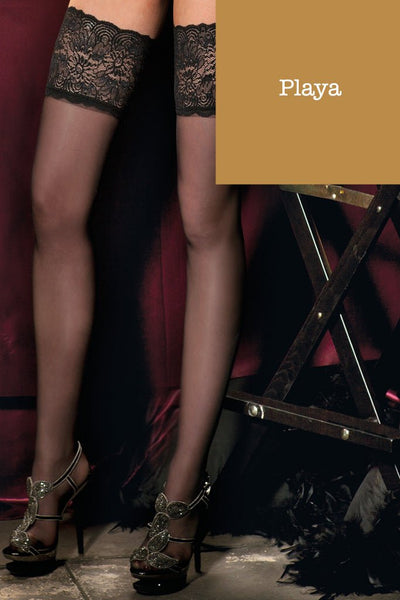 Carlotta 30 Den Silky Thigh Highs - Spike Angel