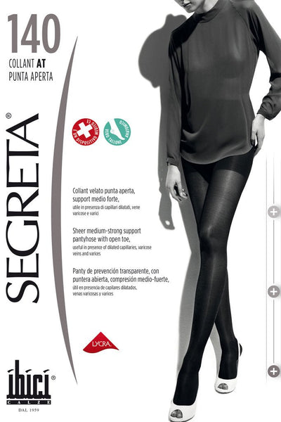 Ibici Segreta Collant 140 Punta Aperta Open Toe Support Pantyhose 18-22 mmHg 24-29 hPa for comfort and support.