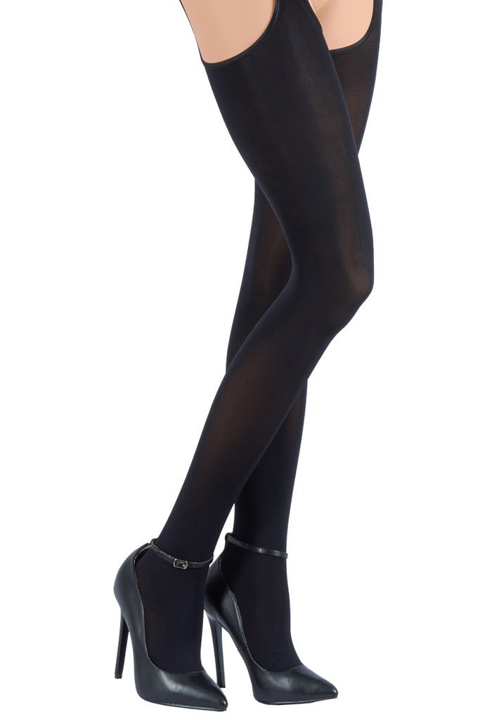Cortina 100 Den Strip Panty Suspender Tights - Spike Angel
