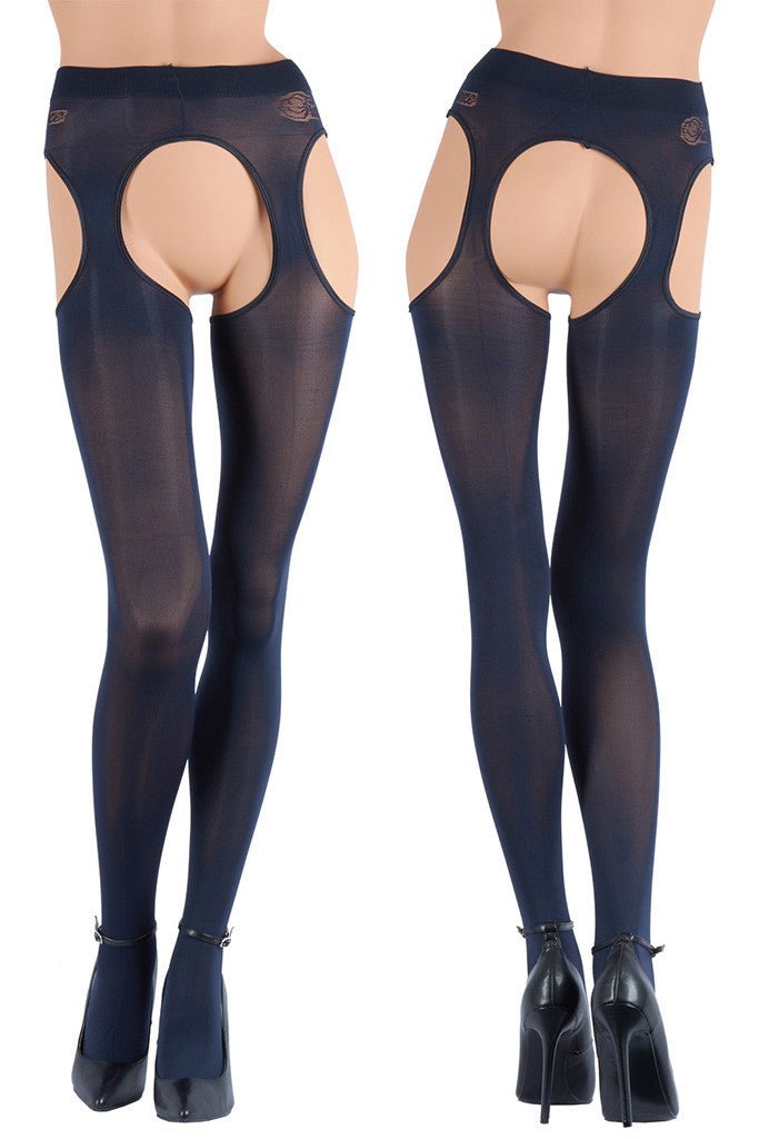 Cortina 100 Den Strip Panty Suspender Tights - Spike Angel