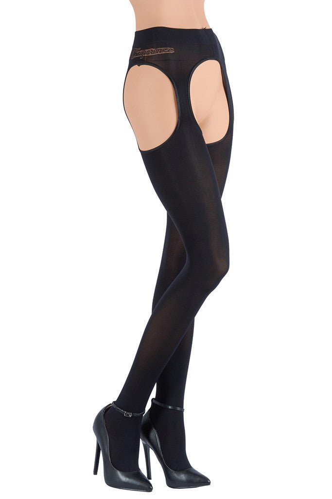 Cortina 100 Den Strip Panty Suspender Tights - Spike Angel