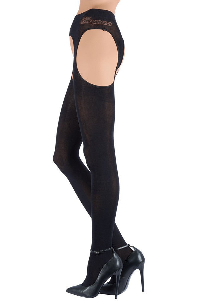 Cortina 100 Den Strip Panty Suspender Tights - Spike Angel