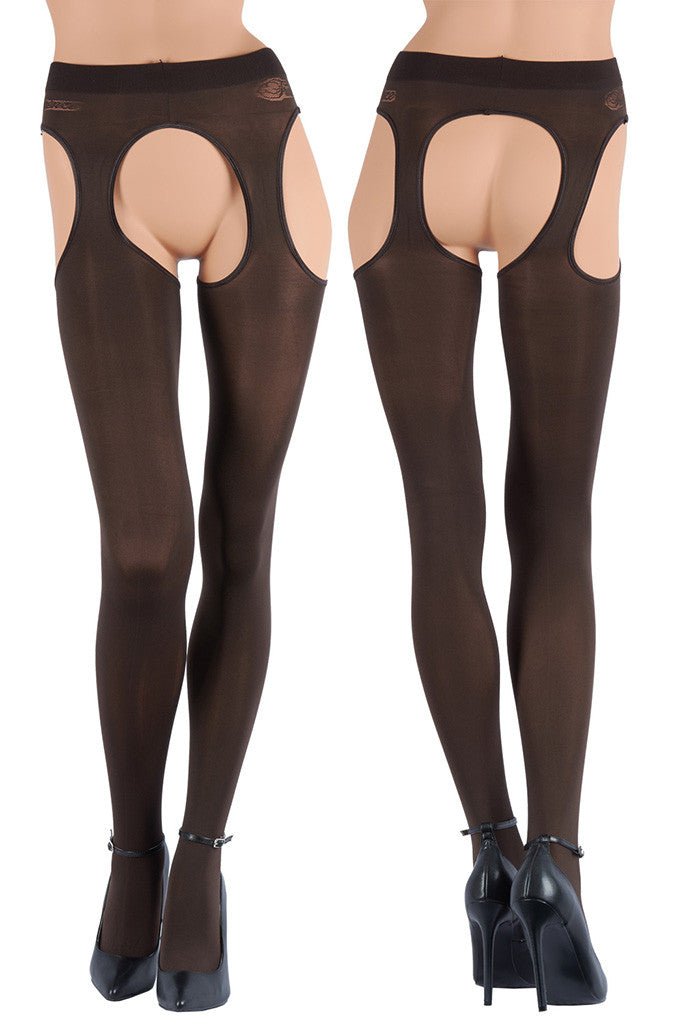 Cortina 100 Den Strip Panty Suspender Tights - Spike Angel