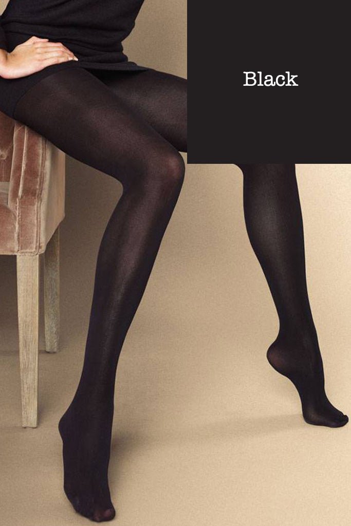 Stylish black Cover 80 3D Lycra Opaque Tights by Veneziana, perfect for any fashionable outfit or occasion.