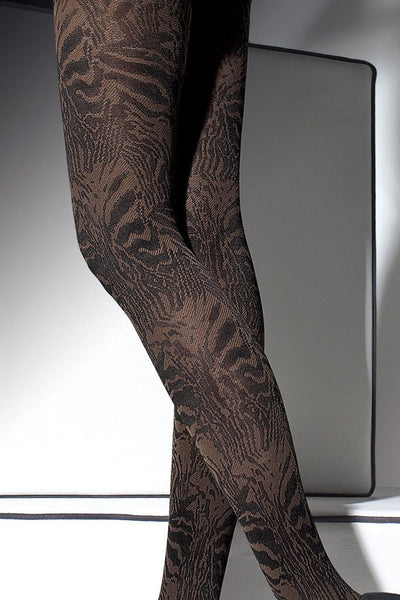 Stylish Cristine Patterned Tights in black, perfect for fall with their chic design and cozy microfiber material.