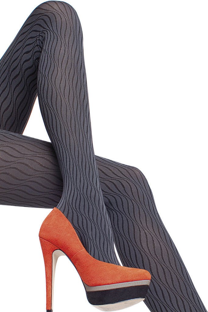 Stylish Daniela Patterned Tights featuring 3D wave design, perfect for chic outfits and fashionistas alike.