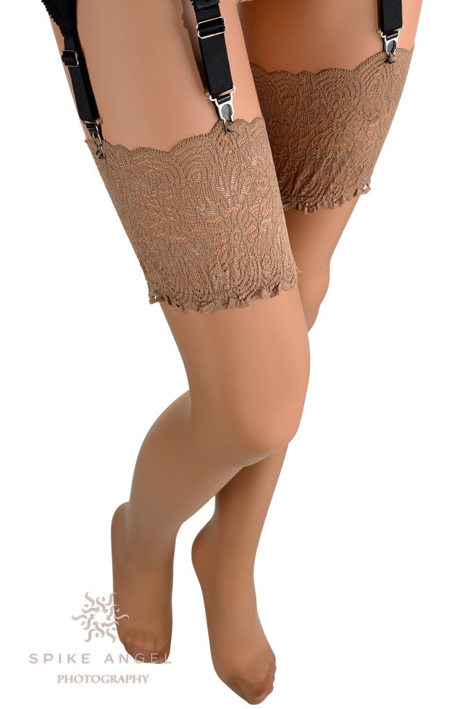 Eleonora 30 Den Lace Top Stockings - Spike Angel