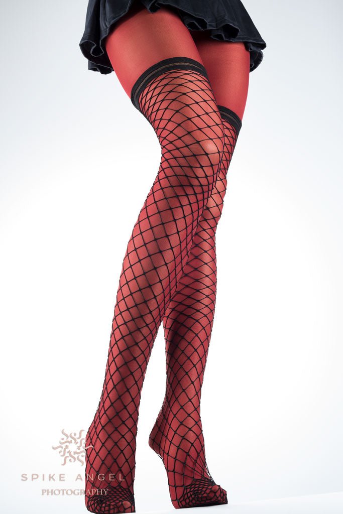 Eudoro Fishnet Over The Knee Tights - Spike Angel