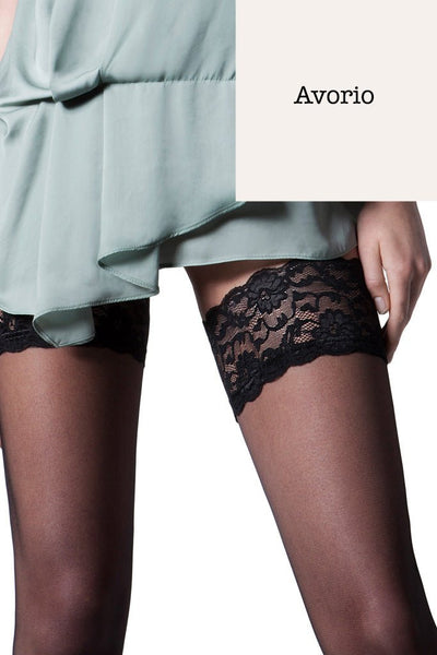 Elegant Image 20 Floral Lace Band Thigh High stockings showcase allure with stunning lace details, perfect for any occasion.