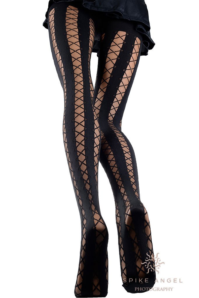 Ipparco Lace Up Patterned Tights - Spike Angel