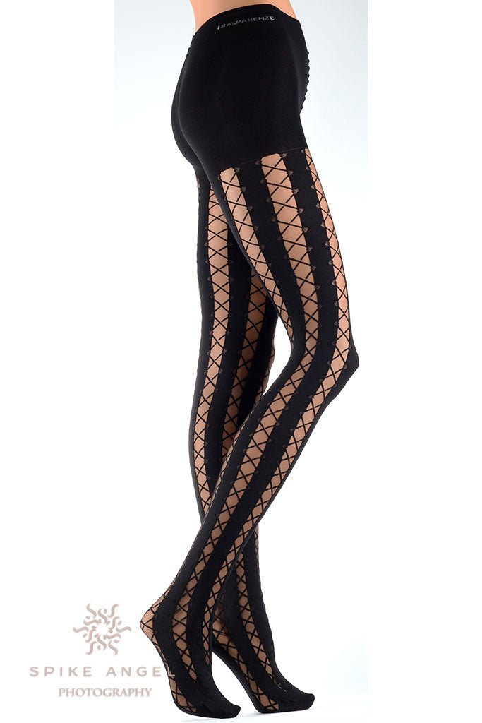 Ipparco Lace Up Patterned Tights - Spike Angel