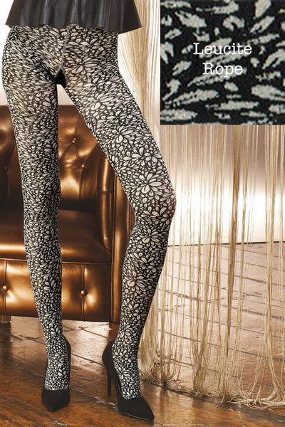 Stylish Leucite Fashion Tights featuring a fresh floral print in black and white, perfect for any casual party look.