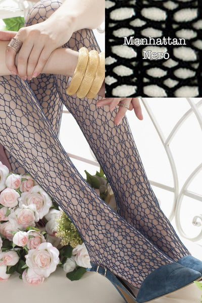 Stylish Trasparenze Manhattan Net Tights feature a unique hexagon pattern, perfect for elevating any outfit.