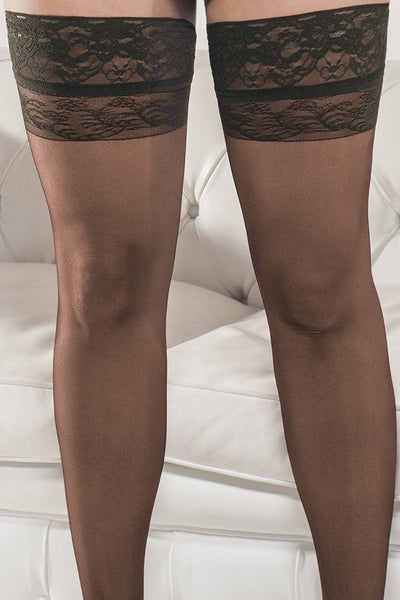 Trasparenze Curvy Margherita 20 Den Plus Size Thigh Highs feature elegant lace tops and sheer design for a stunning look.