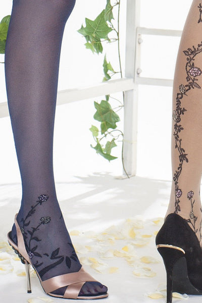 Elevate your style with Trasparenze Paradise Fashion Pantyhose, featuring a lively floral vine pattern.
