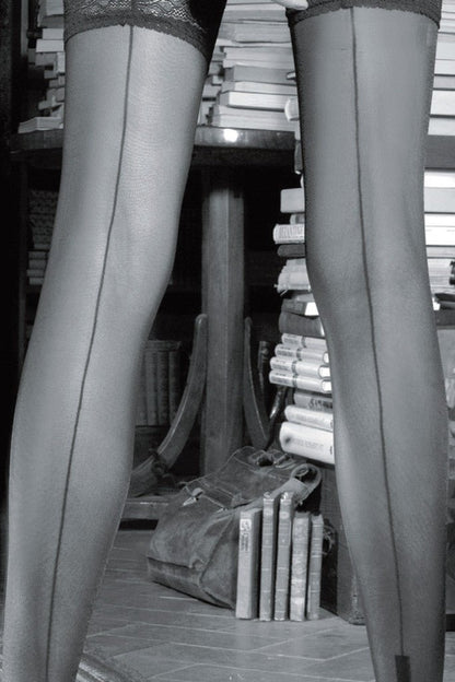 Stylish Trasparenze Pennac 20 Den Back Seamed Thigh Highs with elegant floral band and chic design for any occasion.