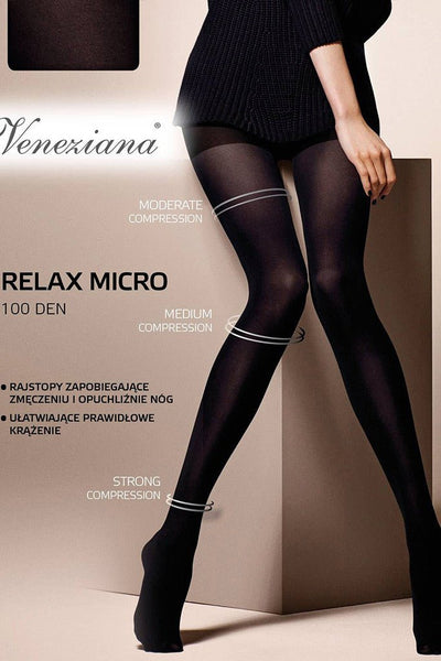 Veneziana Relax Micro 100 Opaque Support Tights offer style and comfort for every occasion, perfect for fashionable women.