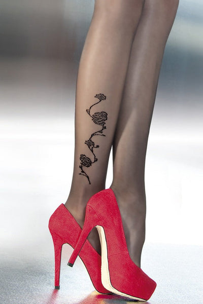 Stylish Rena Tattoo Pantyhose featuring floral design, perfect for any occasion, by Fiore. Elevate your look today!