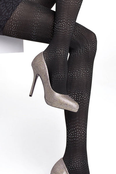 Stylish Sagari Patterned Tights by Fiore enhance any outfit, perfect for fashionistas seeking chic versatility.